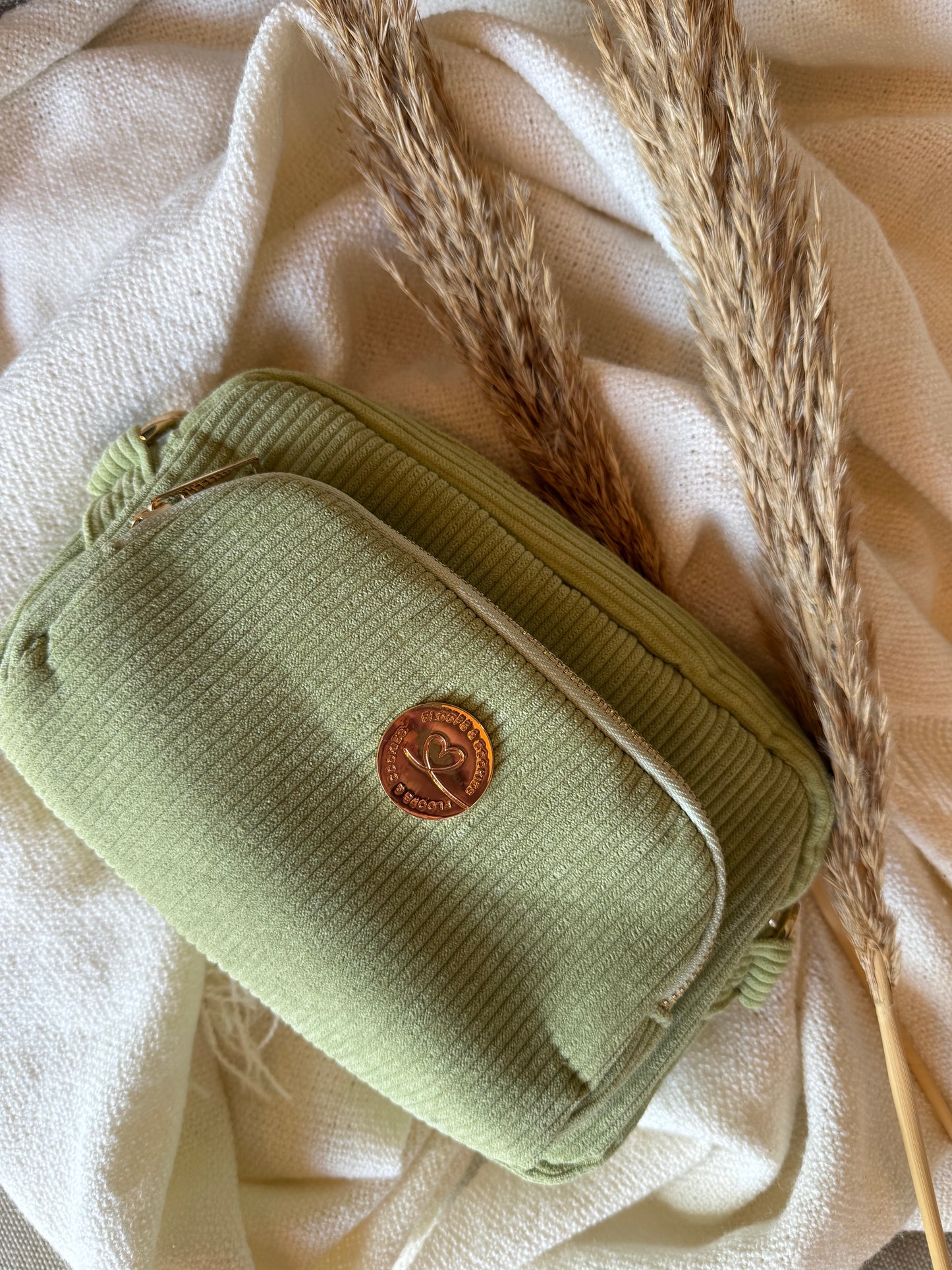 Dog mom bag groene ribstof