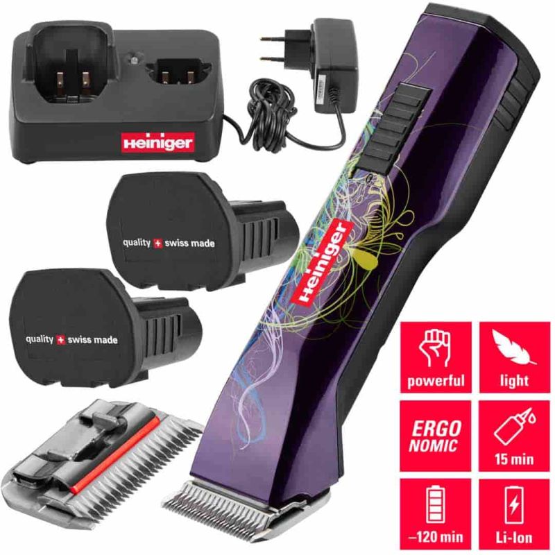 Heiniger Saphir style purple tondeuse incl. 2 Accu's & #10 scheerkop
