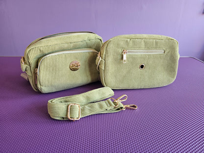Dog mom bag groene ribstof